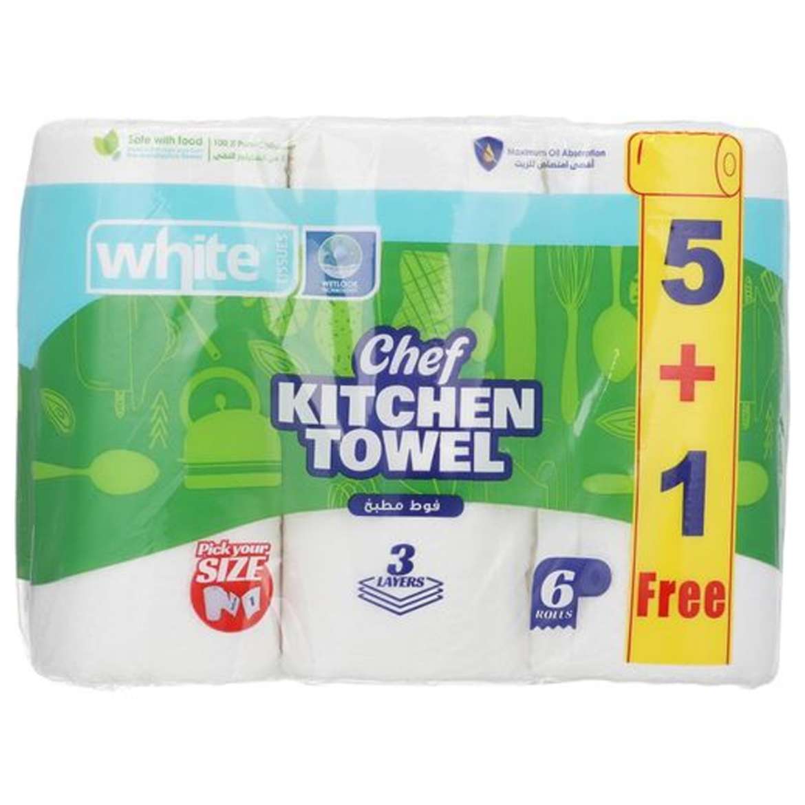 Picture of White Chef Kitchen Towels 6 Rolls