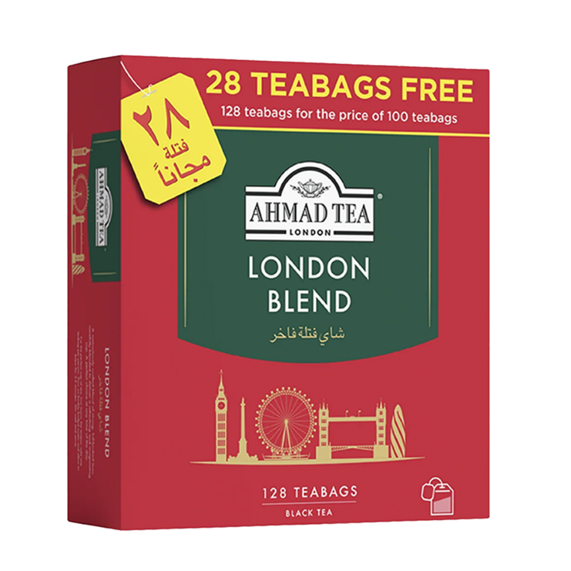 Picture of Ahmed Tea london blend 100 Bags + 28 Bags Gift