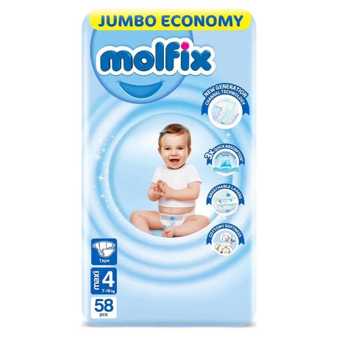 Picture of Molfix Regular 58 Diapers  Size 4