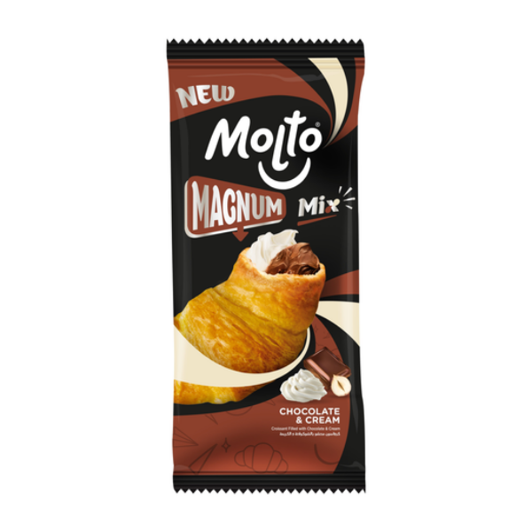 Show details for Molto Magnum Mix Croissant Chocolate and Cream 85g Picture of Molto Magnum Mix Croissant Chocolate and Cream 85g