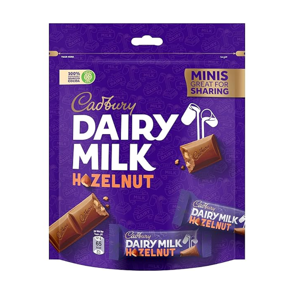 Show details for Cadbury Dairy Milk Hazelnut Mini Chocolate 156g Picture of Cadbury Dairy Milk Hazelnut Mini Chocolate 156g