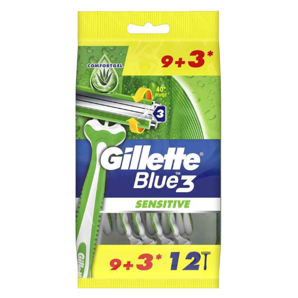 Show details for Gillette Blue Three Aloe Vera 9+3 Picture of Gillette Blue Three Aloe Vera 9+3