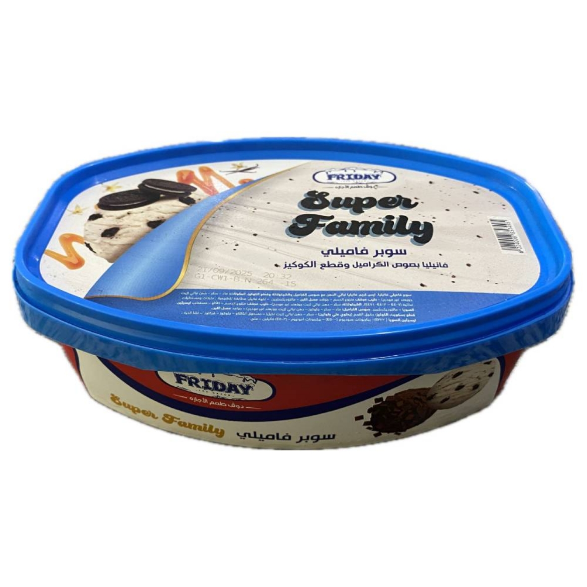Picture of Friday Super Family Vanilla Ice Cream with Caramel Sauce and Cookie Pieces 800ml